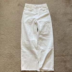 Zara Women's white wide leg jeans
